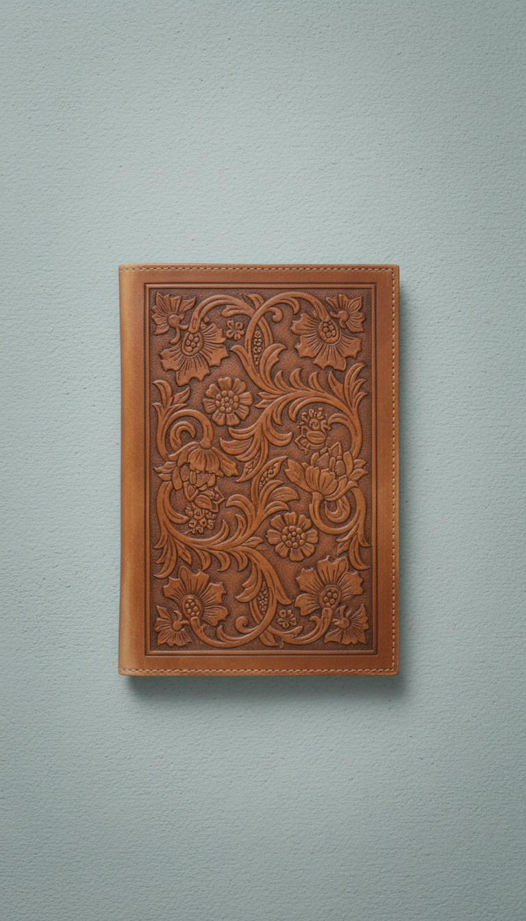 Personalized engraved leather notebook