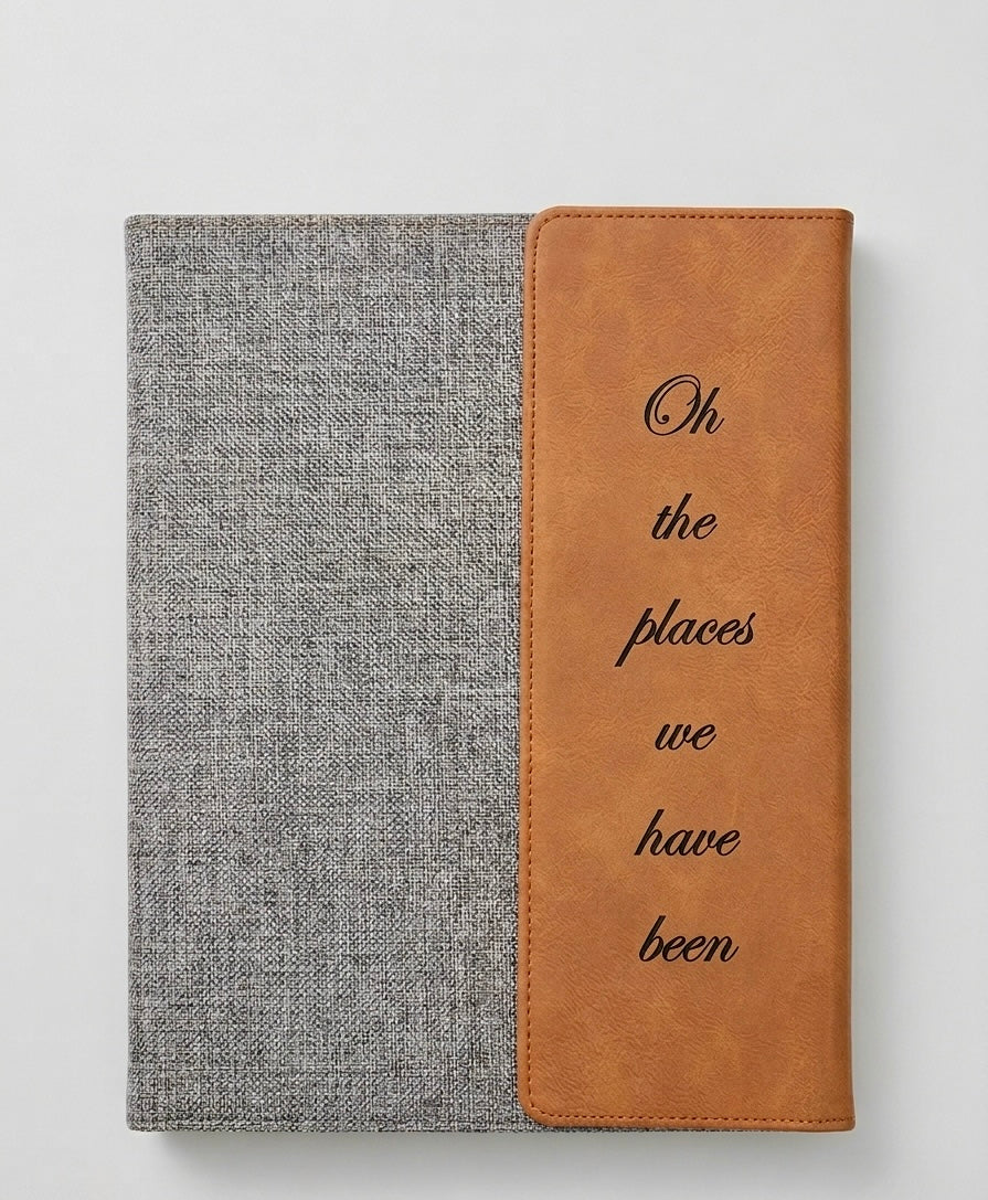 Custom engraved leatherette portfolio with logo