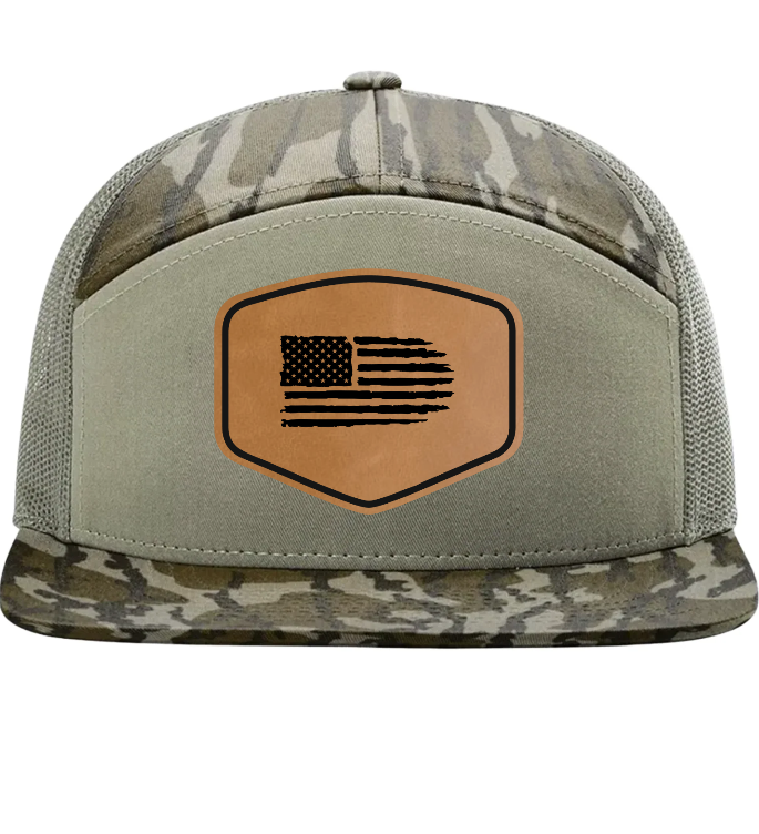 Custom Richardson 168 7-panel hat with leather patch