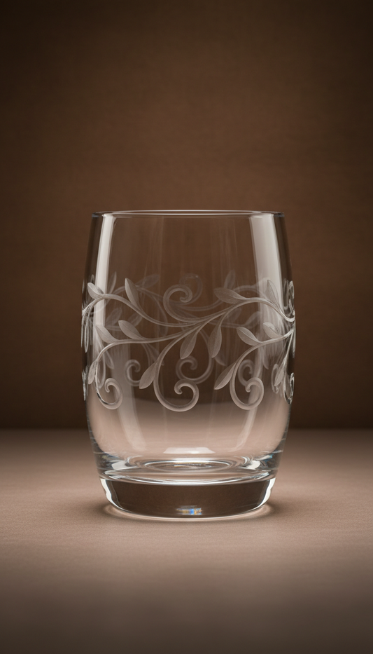 Custom engraved glass drinkware