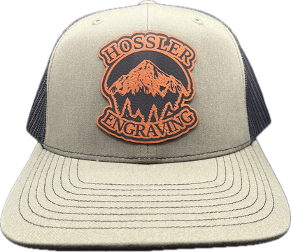 Personalized Richardson 112 trucker cap with engraved leather patch