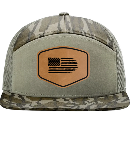 Custom Richardson 168 7-panel hat with leather patch