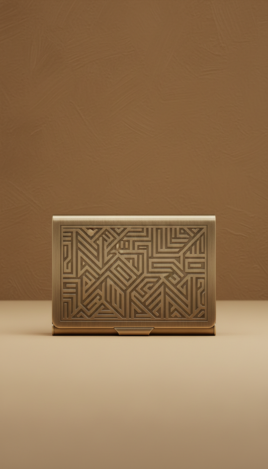 Engraved metal business card holder